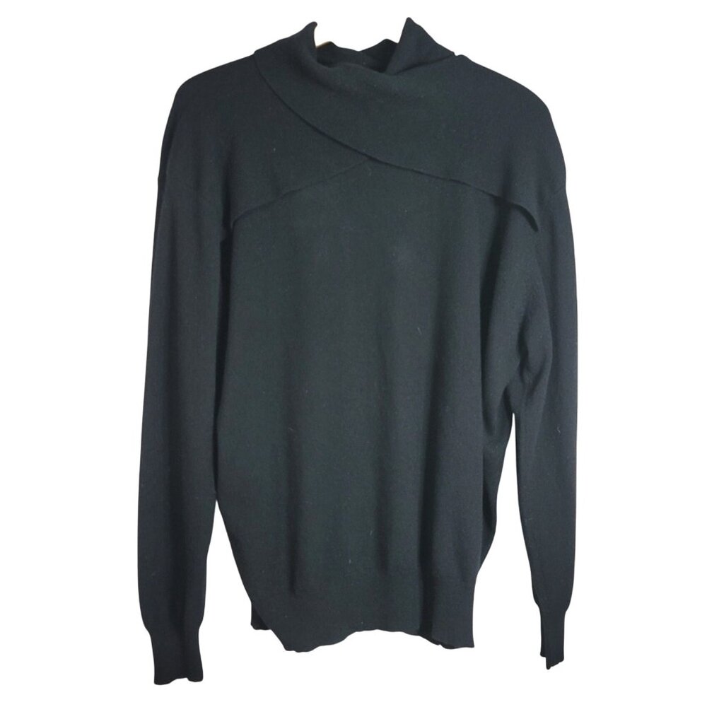 Nancy Heller Sweater Black 1X 100% Cashmere Long Sleeve High Neck Vintage READ